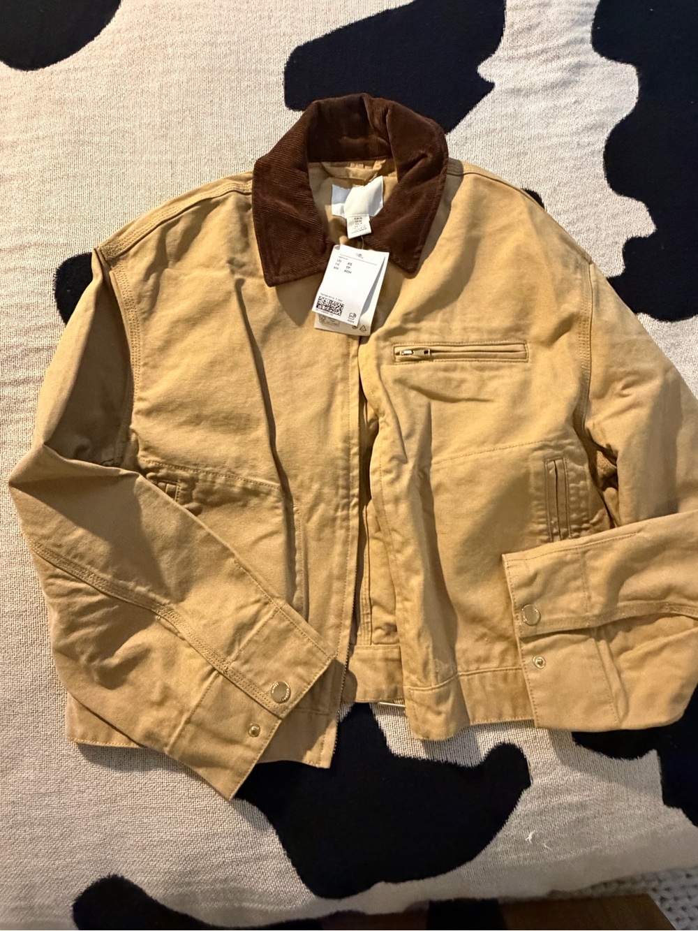 H&M Workwear Jacket with Brown Corduroy Collar size XS
